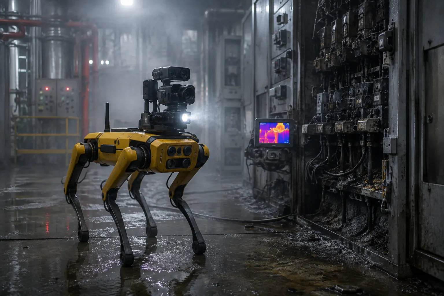 Quadruped robot dog for post-NOVEC hazardous area inspection